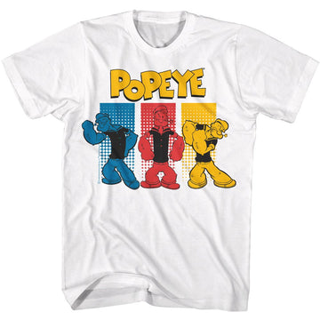 POPEYE HALFTONE RECTANGLES S T-Shirt in White