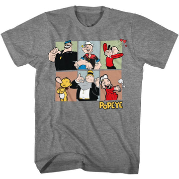 POPEYE SIX CHARACTER SQUARES S T-Shirt in Graphite Heather