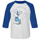 POPEYE VINTAGE 3/4 SLEEVE S T-Shirt in White/royal