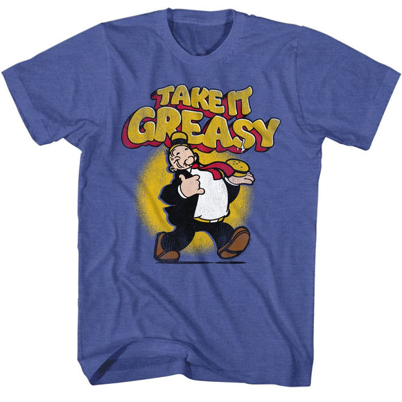 POPEYE TAKE IT GREASY S T-Shirt in Royal Heather