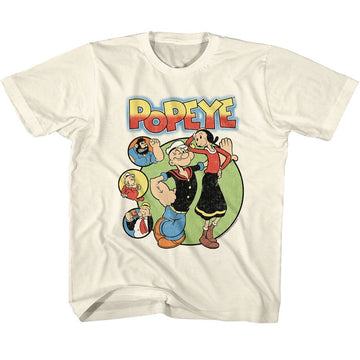 POPEYE CIRCLES YOUTH XS 5 6 T-Shirt in Natural