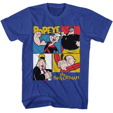 POPEYE CHARACTER SQUARES S T-Shirt in Royal