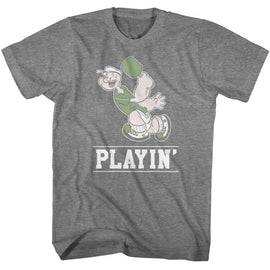 POPEYE PLAYIN S T-Shirt in Graphite Heather