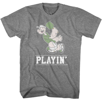 POPEYE PLAYIN S T-Shirt in Graphite Heather