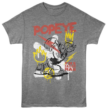 POPEYE GRAFFITI S T-Shirt in Graphite Heather