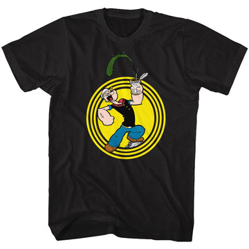 POPEYE SPINACH CIRCLE S T-Shirt in Black