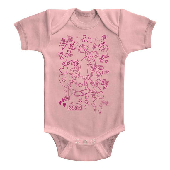 POPEYE LOVE LOVE LOVE INFANT 6M T-Shirt in Light PINK