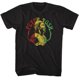 PETER TOSH RASTA COLORS S T-Shirt in Black