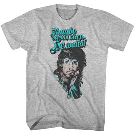 RAMBO RAIN ON YOUR FACE S T-Shirt in GRAY Heather