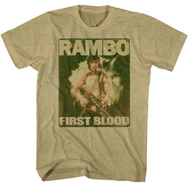 RAMBO POSTER S T-Shirt in Khaki Heather