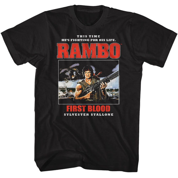 RAMBO TEXT STACK S T-Shirt in Black