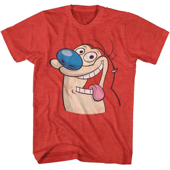 REN AND STIMPY BIG STIMPY S T-Shirt in RED Heather