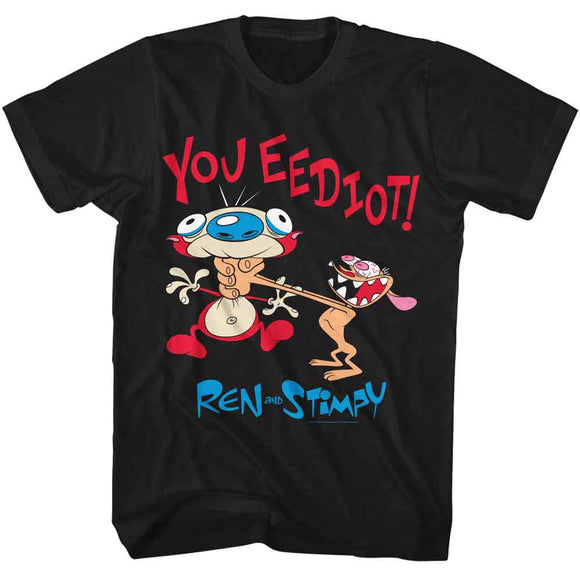 REN AND STIMPY YOU EEDIOT S T-Shirt in Black