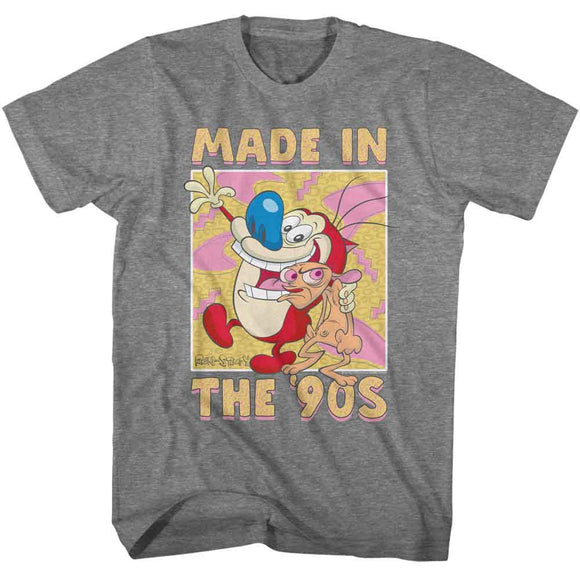 REN AND STIMPY MADE IN THE 90S S T-Shirt in Graphite Heather