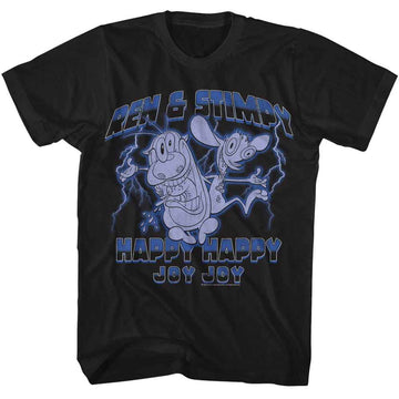 REN AND STIMPY LIGHTNING S T-Shirt in Black