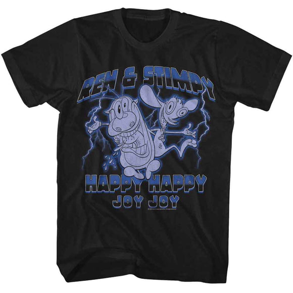 REN AND STIMPY LIGHTNING S T-Shirt in Black