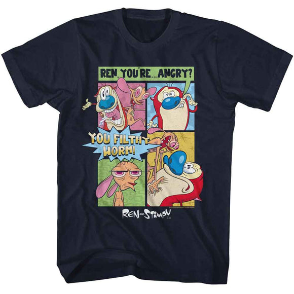 REN AND STIMPY COMIC S T-Shirt in NAVY