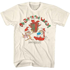 REN AND STIMPY JOY TO THE WORLD S T-Shirt in Natural