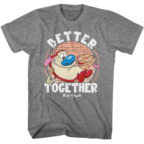 REN AND STIMPY BETTER TOGETHER S T-Shirt in Graphite Heather