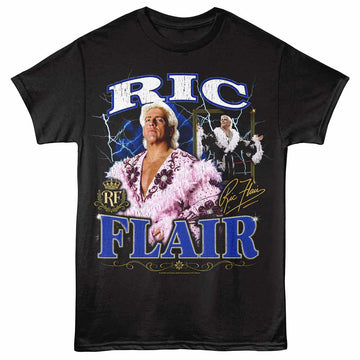 Ric Flair Lightning Collage Black Adult T-Shirt