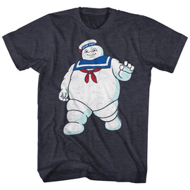 THE REAL GHOSTBUSTERS MR STAY PUFT S T-Shirt in NAVY Heather
