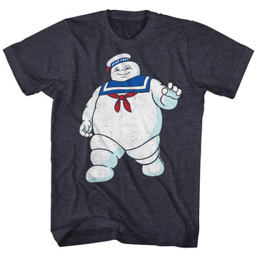 THE REAL GHOSTBUSTERS MR STAY PUFT S T-Shirt in NAVY Heather