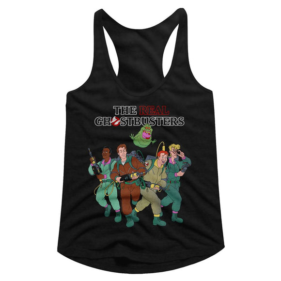 THE REAL GHOSTBUSTERS THE WHOLE CREW LADIES SLIMFIT RACERBACK S T-Shirt in Black