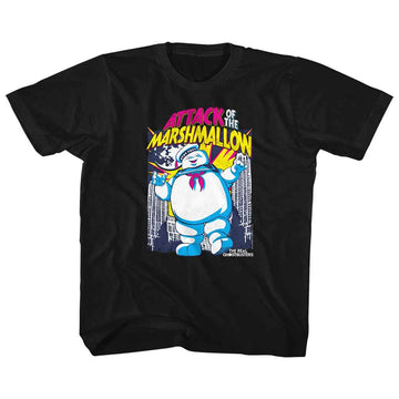 THE REAL GHOSTBUSTERS MARSHMALLOW ATTACKS TODDLER 2T T-Shirt in Black