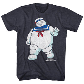 THE REAL GHOSTBUSTERS MR STAY PUFT 2 S T-Shirt in NAVY Heather