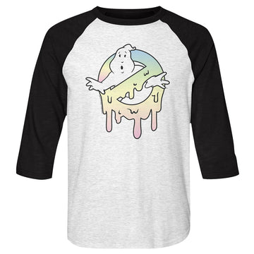 THE REAL GHOSTBUSTERS SLIMER 3/4 SLEEVE S T-Shirt in White Heather/vintage Black