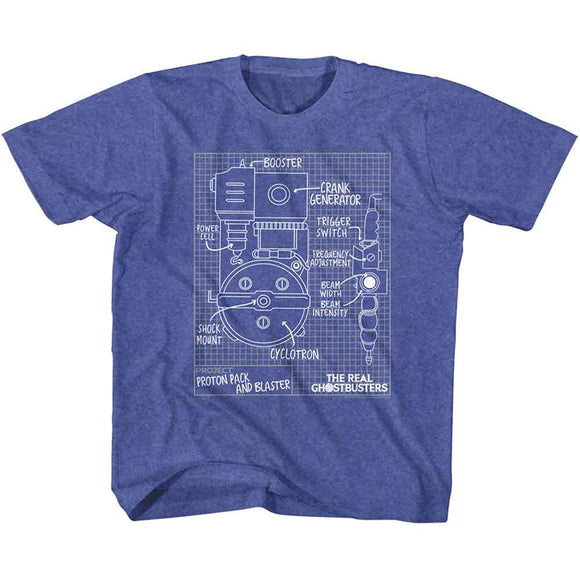 THE REAL GHOSTBUSTERS BLUEPRINTS TODDLER 2T T-Shirt in Royal Heather