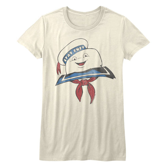 THE REAL GHOSTBUSTERS STAY PUFT HEAD LADIES S T-Shirt in Vintage White