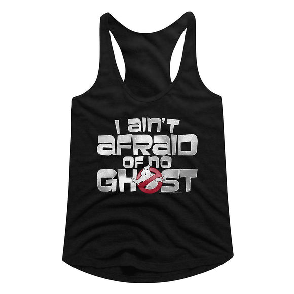 THE REAL GHOSTBUSTERS AINT AFRAID LADIES SLIMFIT RACERBACK S T-Shirt in Black