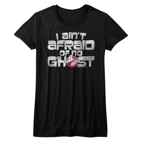 THE REAL GHOSTBUSTERS AINT AFRAID LADIES S T-Shirt in Black