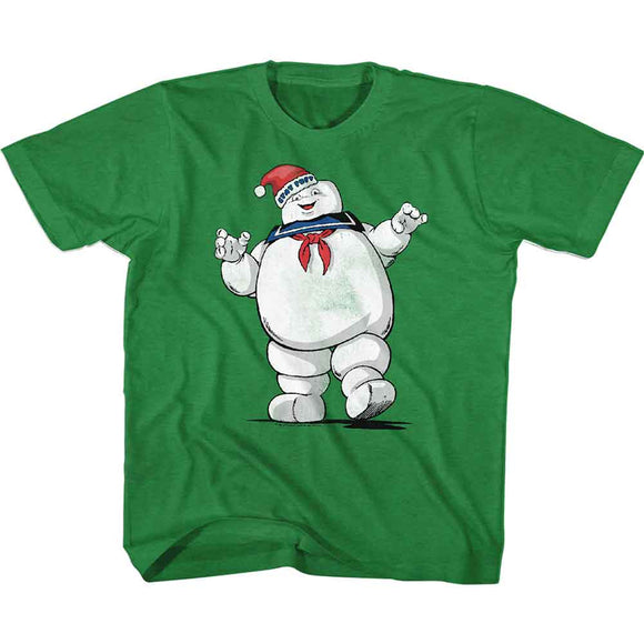 THE REAL GHOSTBUSTERS MERRY MR STAY PUFT YOUTH XS 5 6 T-Shirt in Vintage Green