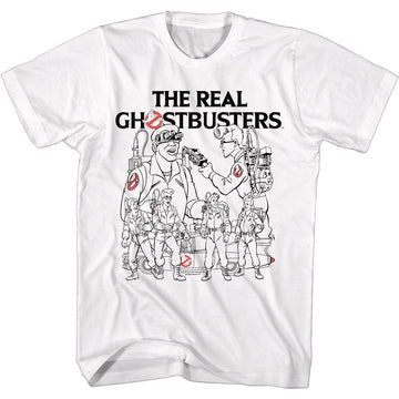 THE REAL GHOSTBUSTERS LINE ART S T-Shirt in White