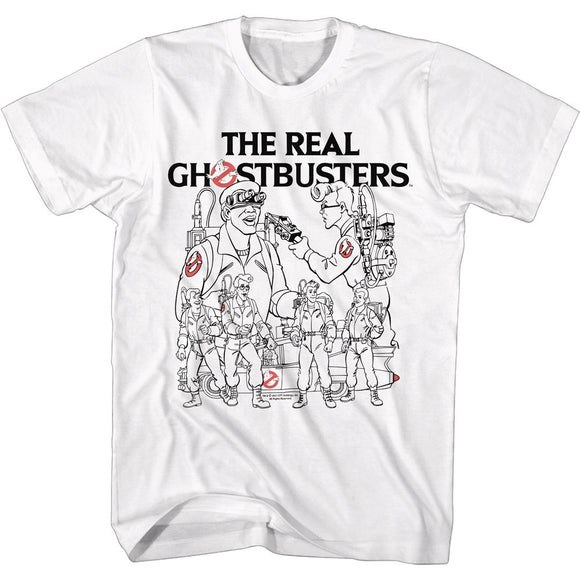 THE REAL GHOSTBUSTERS LINE ART S T-Shirt in White
