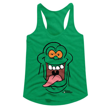 THE REAL GHOSTBUSTERS RGB SLIMER FACE LADIES SLIMFIT RACERBACK S T-Shirt in Kelly