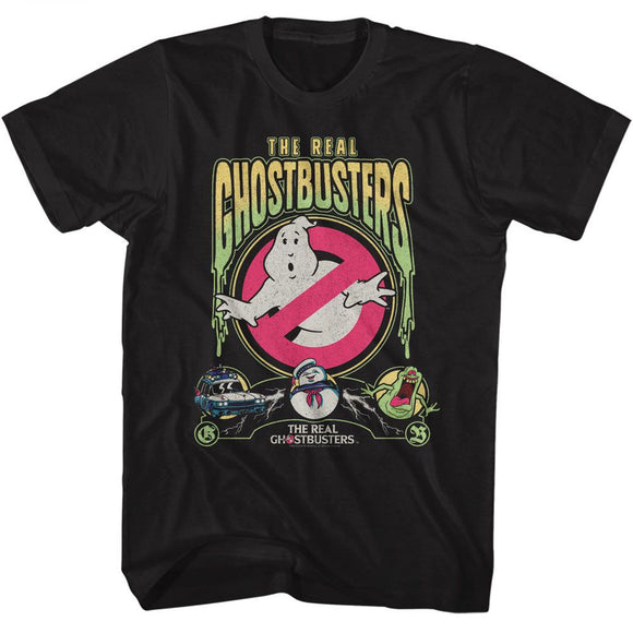 THE REAL GHOSTBUSTERS REAL GHOSTBUSTERS RGB SLIME TEXT S T-Shirt in Black