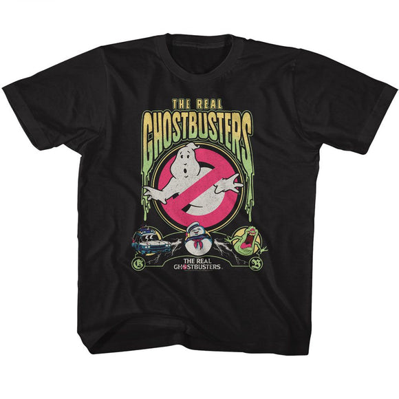 THE REAL GHOSTBUSTERS REAL GHOSTBUSTERS RGB SLIME TEXT TODDLER 2T T-Shirt in Black