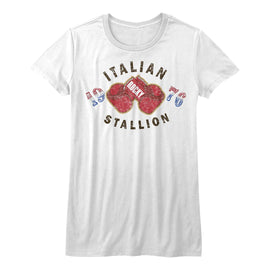 ROCKY GLOVES 1976 LADIES S T-Shirt in White