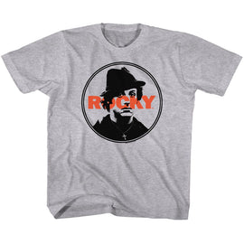 ROCKY STAMPED YOUTH XS 5 6 T-Shirt in GRAY Heather