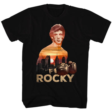 ROCKY SUNSET OVER PHILLY S T-Shirt in Black