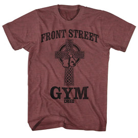 ROCKY FRONTSTREETGYM S T-Shirt in Vintage Maroon Heather