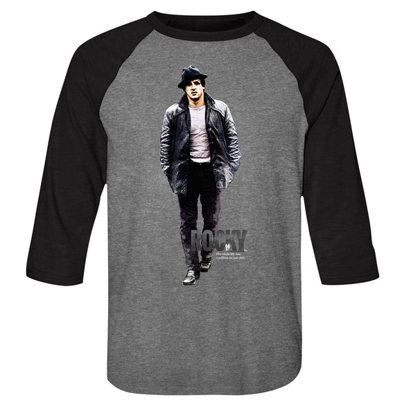 ROCKY MILLION TO ONE 3/4 SLEEVE S T-Shirt in Premium Heather/vintage Black