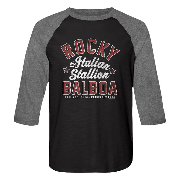 ROCKY THE ITALIAN STALLION 3/4 SLEEVE S T-Shirt in Vintage Black/premium Heather