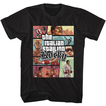 ROCKY SCENE PANELS S T-Shirt in Black