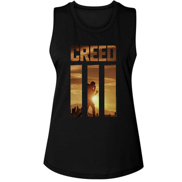 ROCKY CREED 3 SUNRISE LADIES MUSCLE TANK S T-Shirt in Black