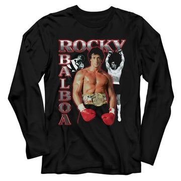 ROCKY THREE PHOTO COLLAGE L/S S T-Shirt in Black