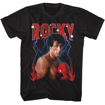 ROCKY LIGHTNING FLAMES S T-Shirt in Black